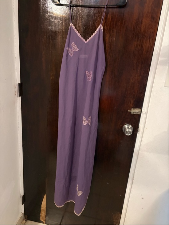 henri bendel Dresses & Skirts - Vintage 90s Henri Bendel Made USA Purple Butterfly Appliqué Lace Maxi Slip Dress